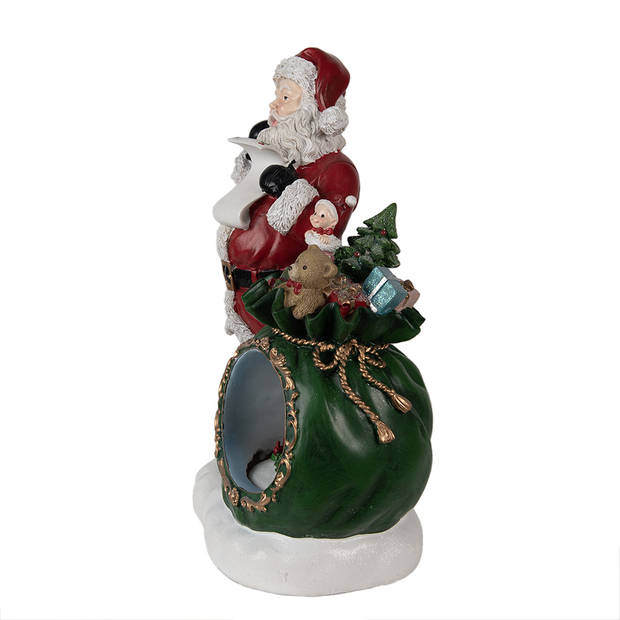 Clayre & Eef Muziekdoos Kerstman 26x16x36 cm Rood Polyresin Kerstdecoratie Rood Kerstdecoratie