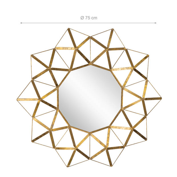 WOMO-DESIGN Decoratieve wandspiegel goud, Ø 75 cm, gemaakt van glas met metalen lijst