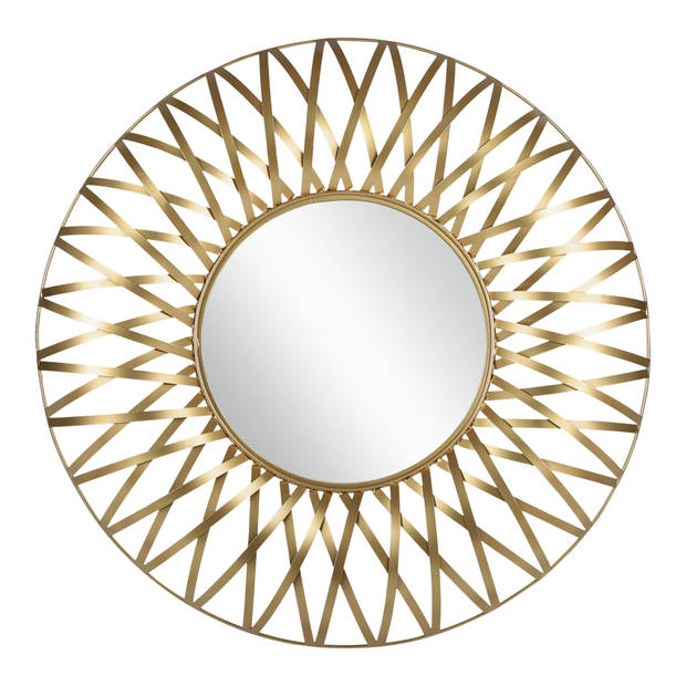 WOMO-DESIGN Decoratieve wandspiegel goud, Ø 84 cm, gemaakt van glas met metalen lijst