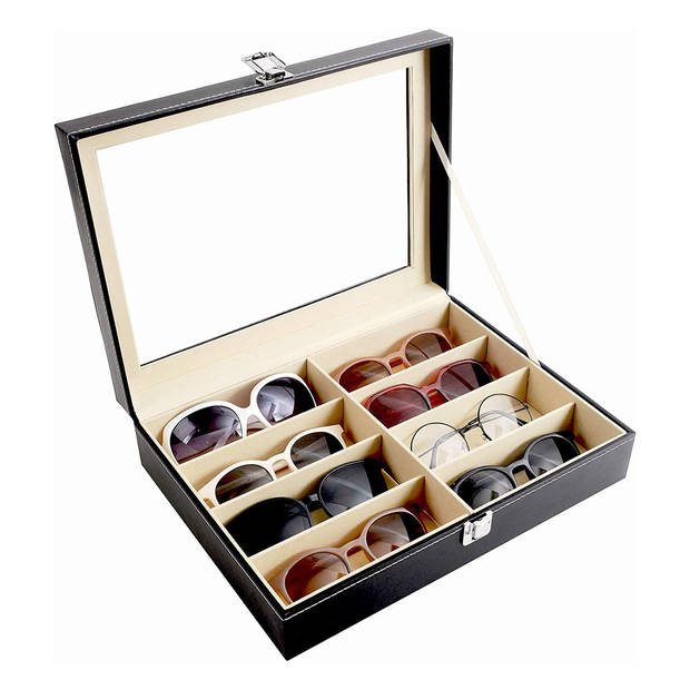 Zonnebrillen opberg box voor 8 brillen Zwart