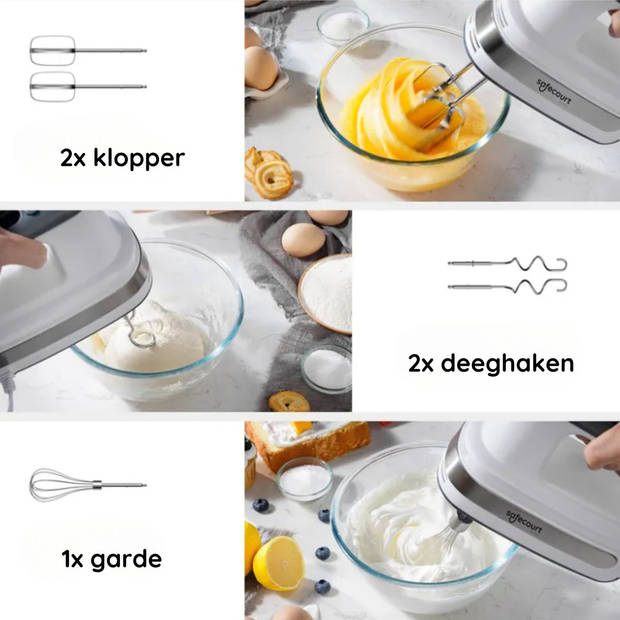 Safecourt Kitchen Easy handmixer - Veelzijdige 5-Snelheden Handmixer - Opberghouder - Krachtig, Stijlvol & Compact