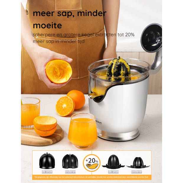 Safecourt Kitchen Citrus juicer pro - Elektrische Citruspers - Efficiënte Sinaasappelpers - Krachtig en snel - Wit