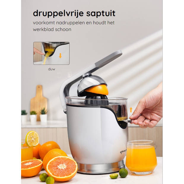Safecourt Kitchen Citrus juicer pro - Elektrische Citruspers - Efficiënte Sinaasappelpers - Krachtig en snel - Wit