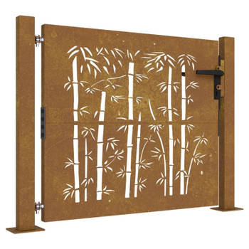 vidaXL Poort 105x105 cm bamboe-ontwerp cortenstaal