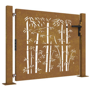 vidaXL Poort 105x80 cm bamboe-ontwerp cortenstaal
