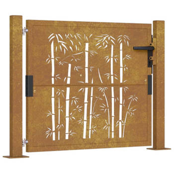 vidaXL Poort met bamboe-ontwerp 105x105 cm cortenstaal