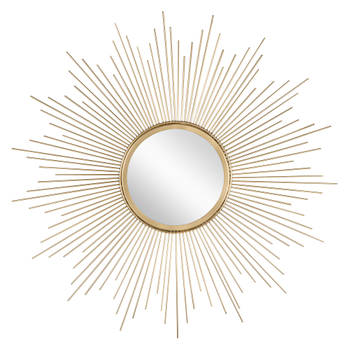 WOMO-DESIGN Decoratieve wandspiegel goud, Ø 75 cm, gemaakt van glas met metalen lijst