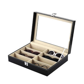 Zonnebrillen opberg box voor 8 brillen Zwart