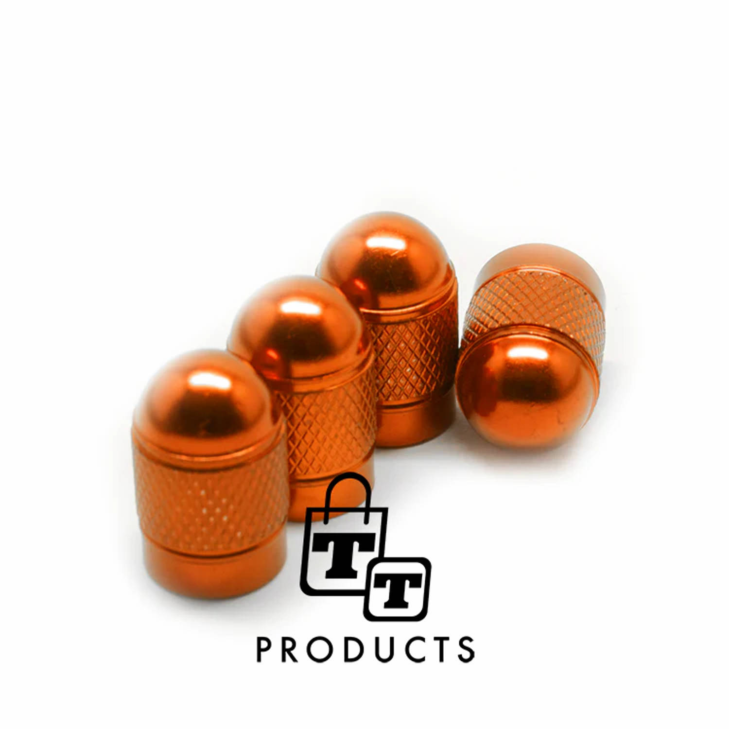 TT-products ventieldoppen Orange Bullets aluminium 4 stuks oranje - auto ventieldop - ventieldopjes