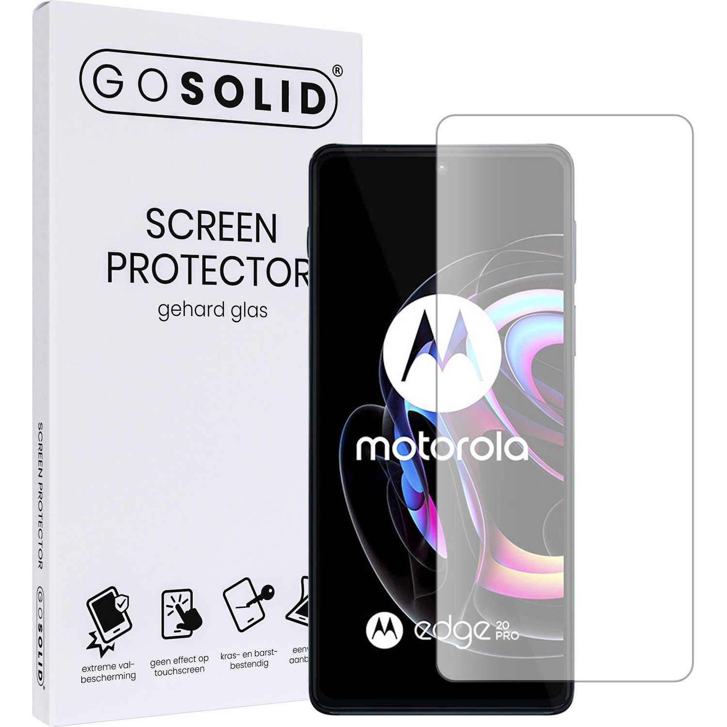 GO SOLID! Screenprotector voor Motorola Edge 20 pro gehard glas