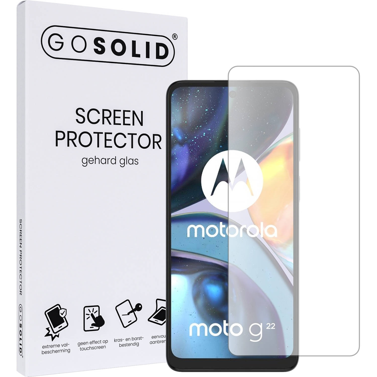 GO SOLID! Screenprotector geschikt voor Motorola Moto G22 gehard glas
