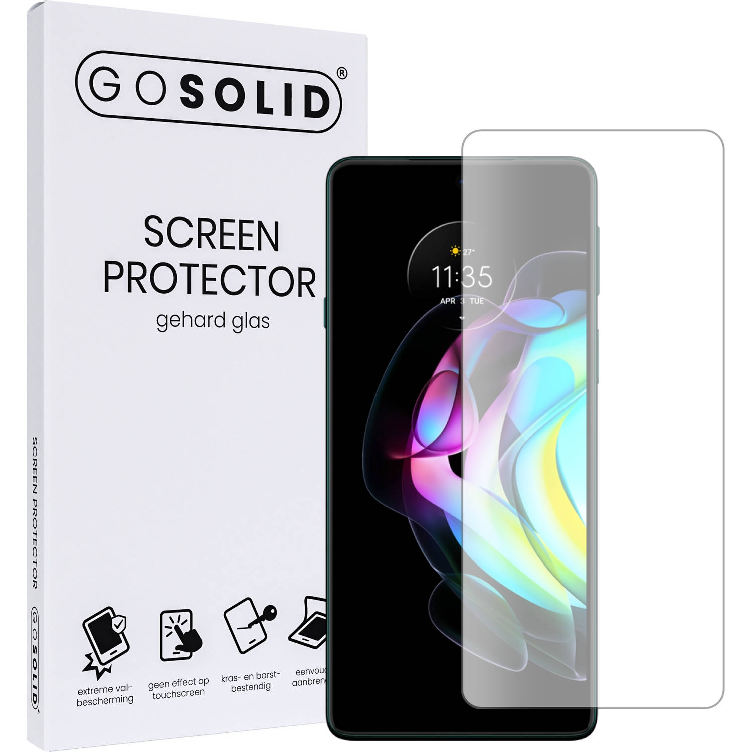 GO SOLID! Screenprotector voor Motorola Edge 20 gehard glas