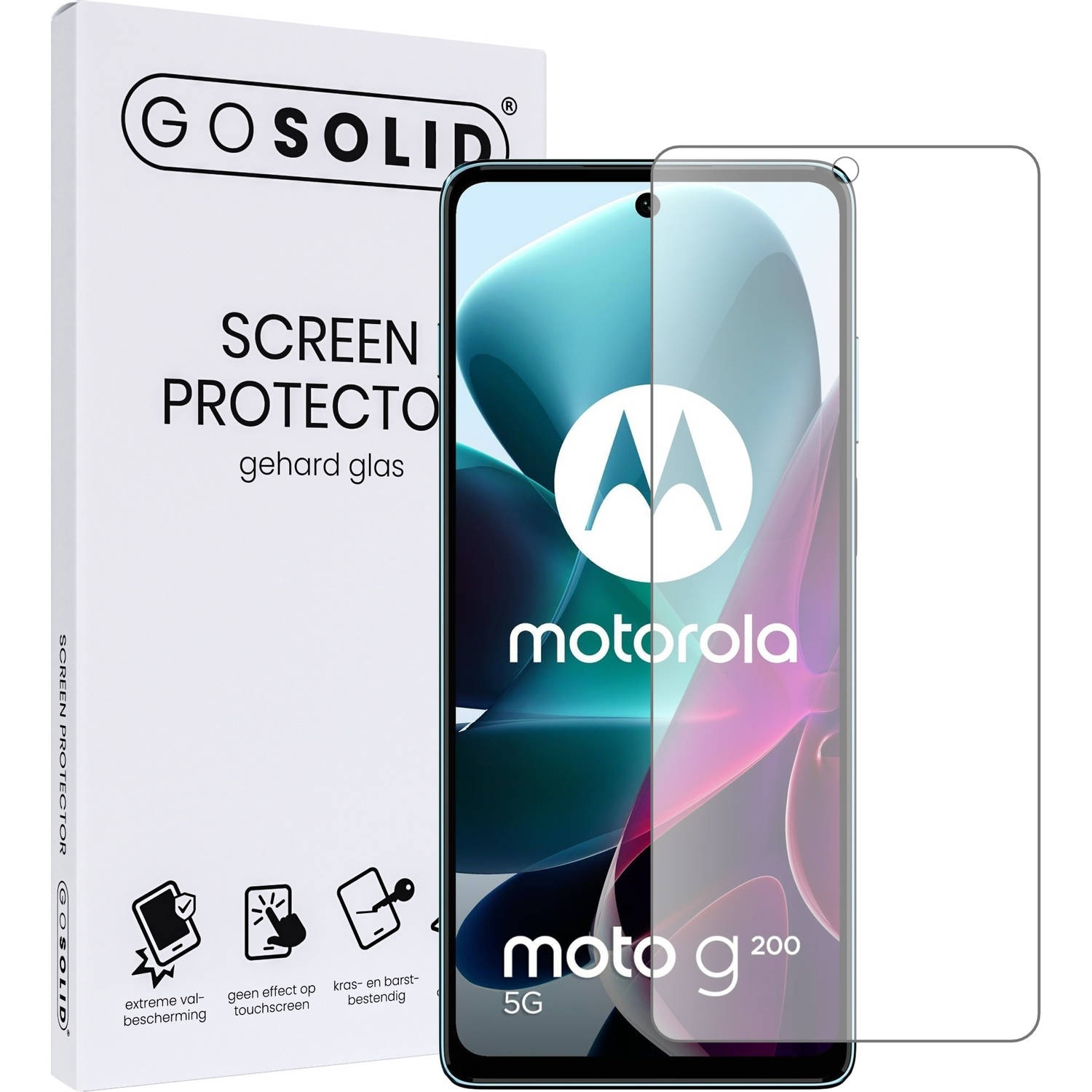GO SOLID! Screenprotector voor Motorola Moto G200 gehard glas