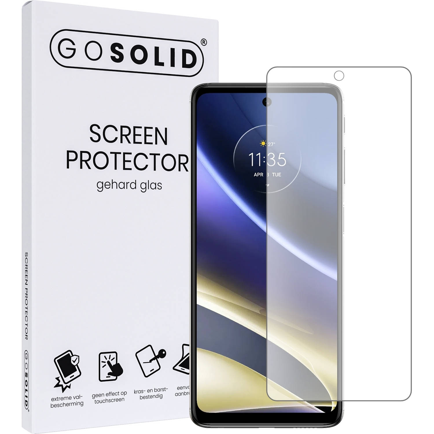 GO SOLID! ® Screenprotector geschikt voor Motorola Moto G51 gehard glas