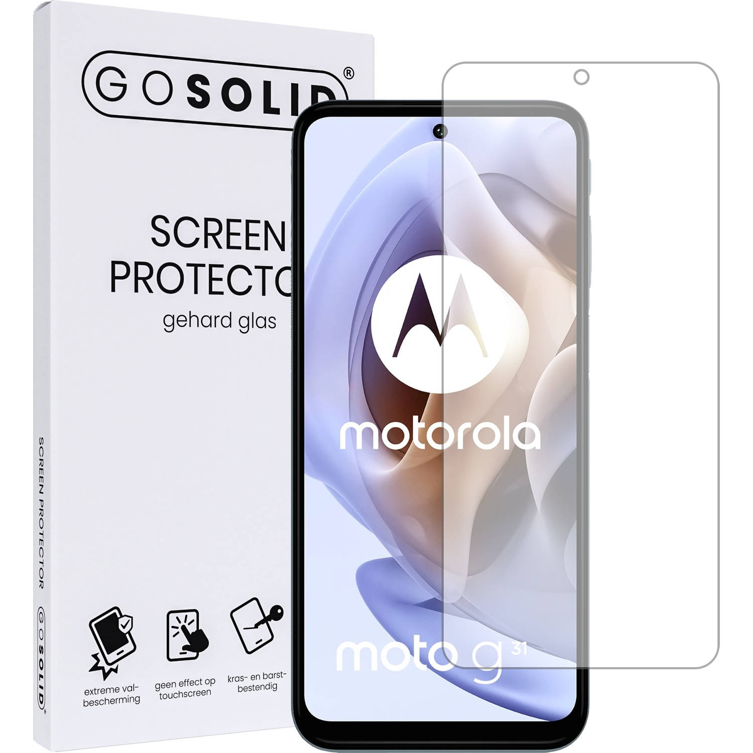 GO SOLID! Screenprotector voor Motorola Moto G31 gehard glas