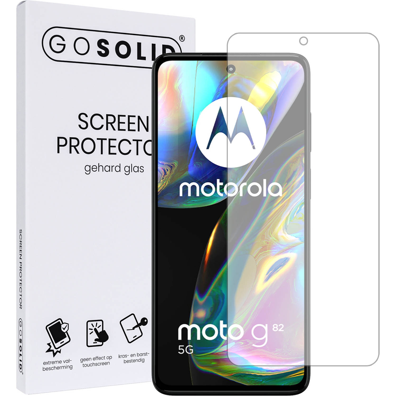 GO SOLID! ® Screenprotector geschikt voor Motorola Moto G82 5G gehard glas