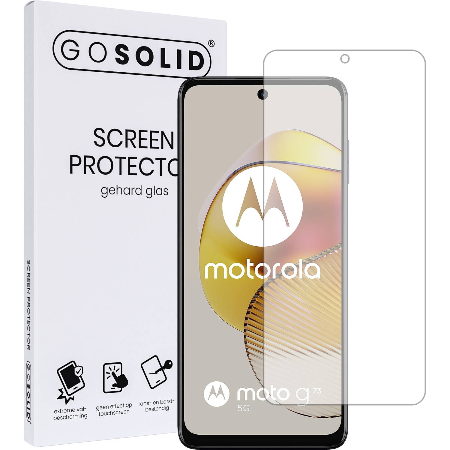 GO SOLID! Screenprotector voor Motorola Moto G73 5G gehard glas