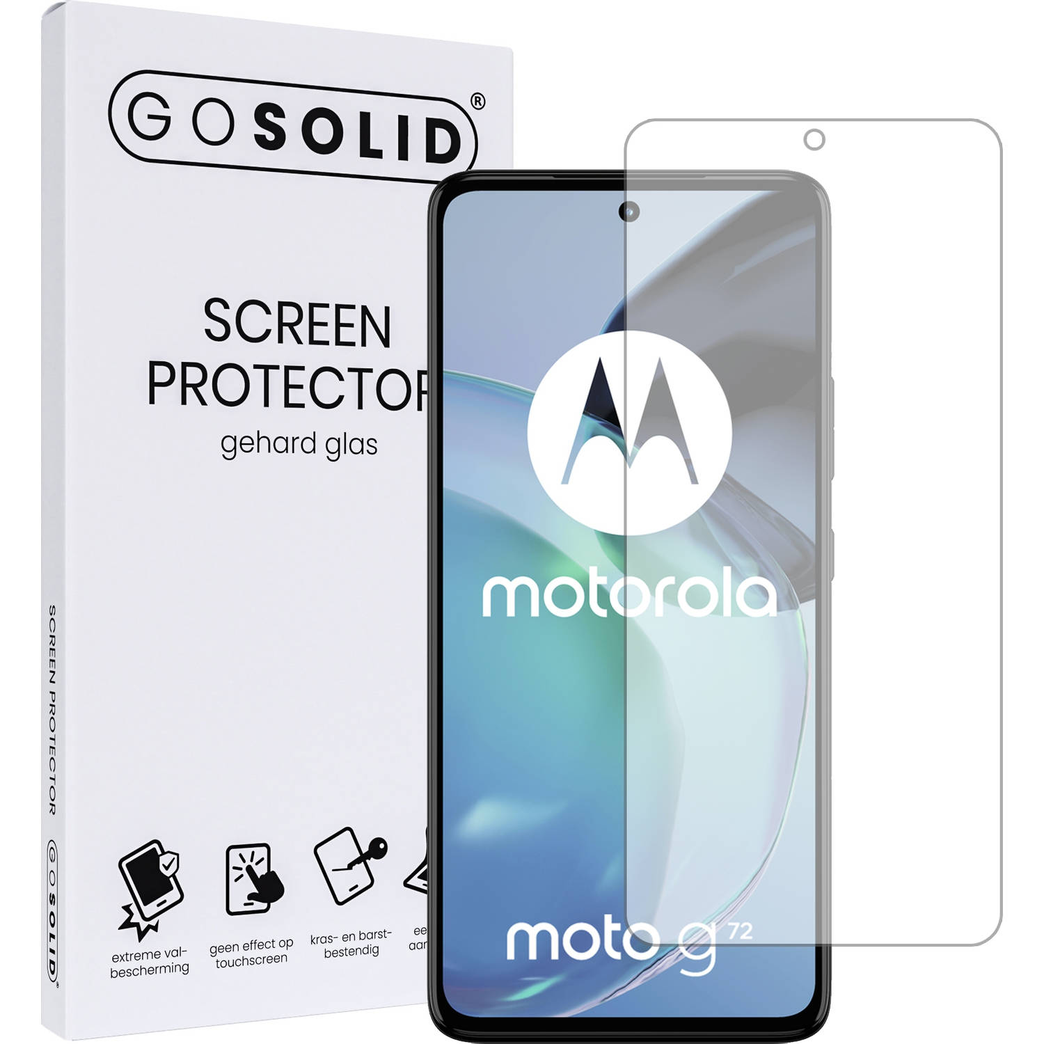 GO SOLID! Screenprotector geschikt voor Motorola Moto G72 gehard glas