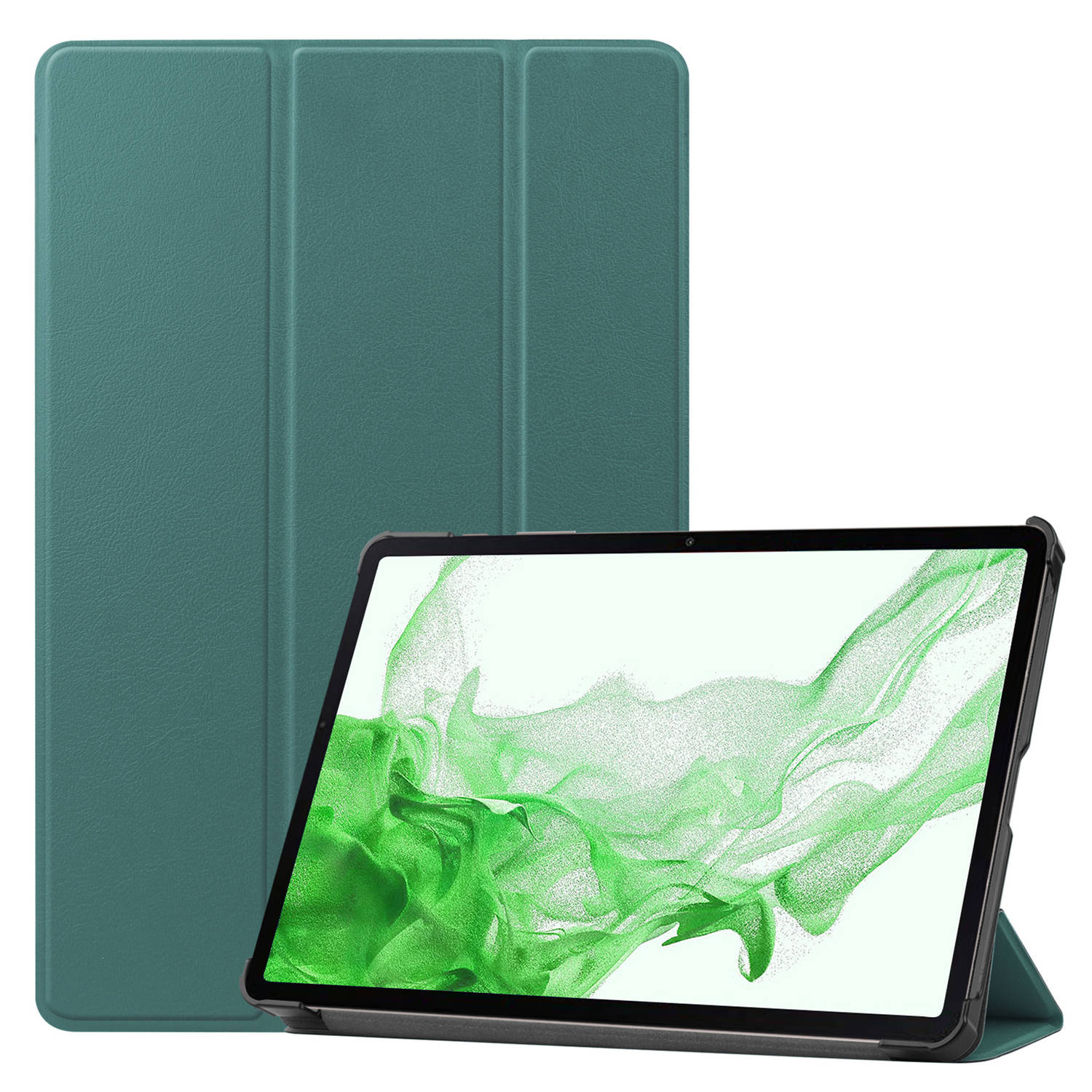 Samsung Galaxy Tab S9 Hoes Case Met S Pen Uitsparing - Samsung Tab S9 Hoesje Book Cover - Donker Groen