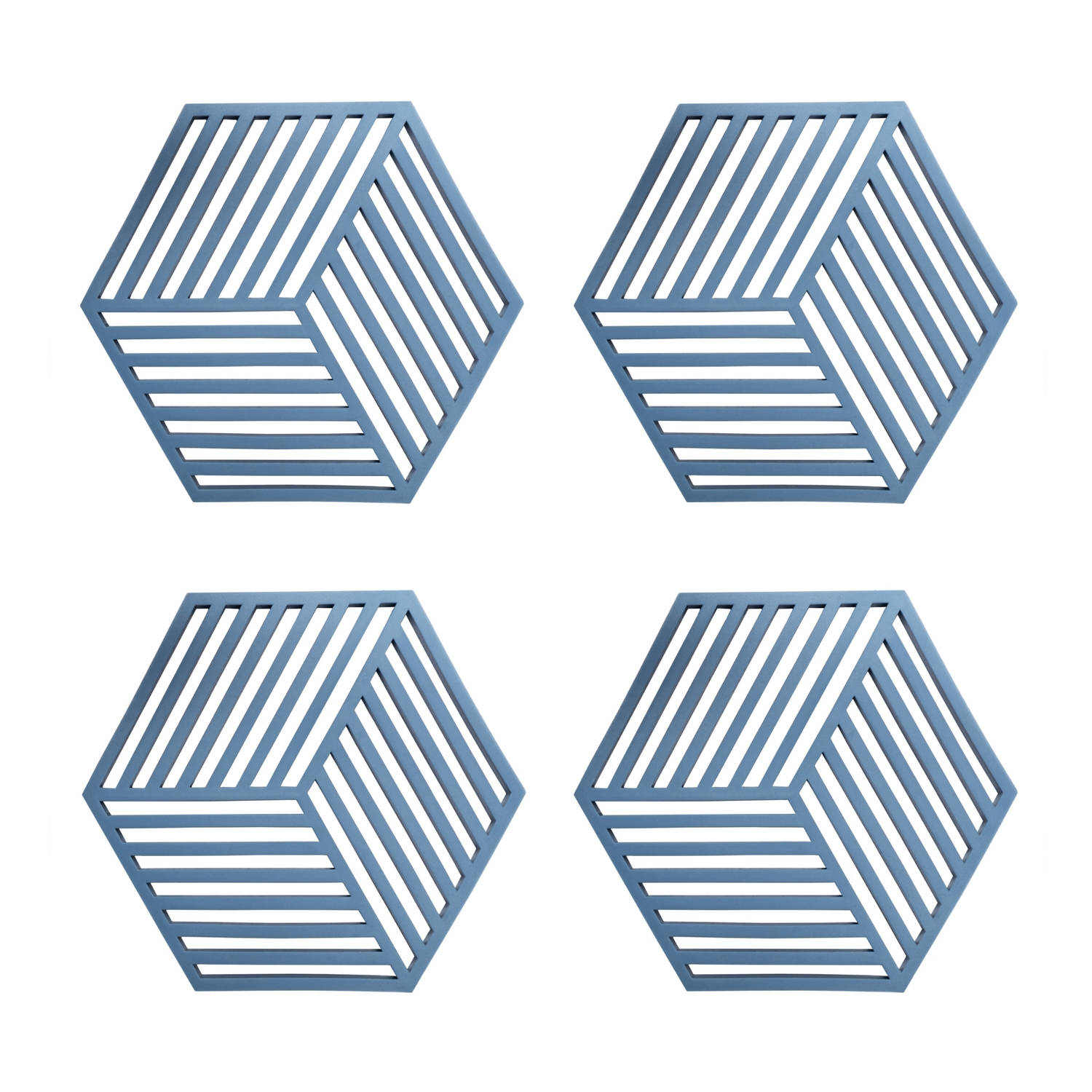 Krumble Pannenonderzetter Hexagon Blauw Set van 4