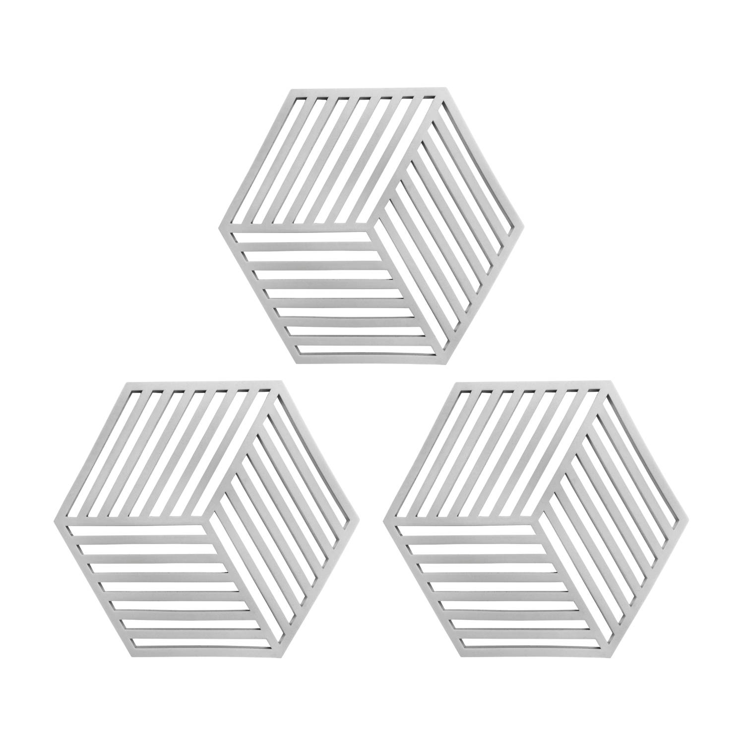 Krumble Pannenonderzetter Hexagon Grijs Set van 3