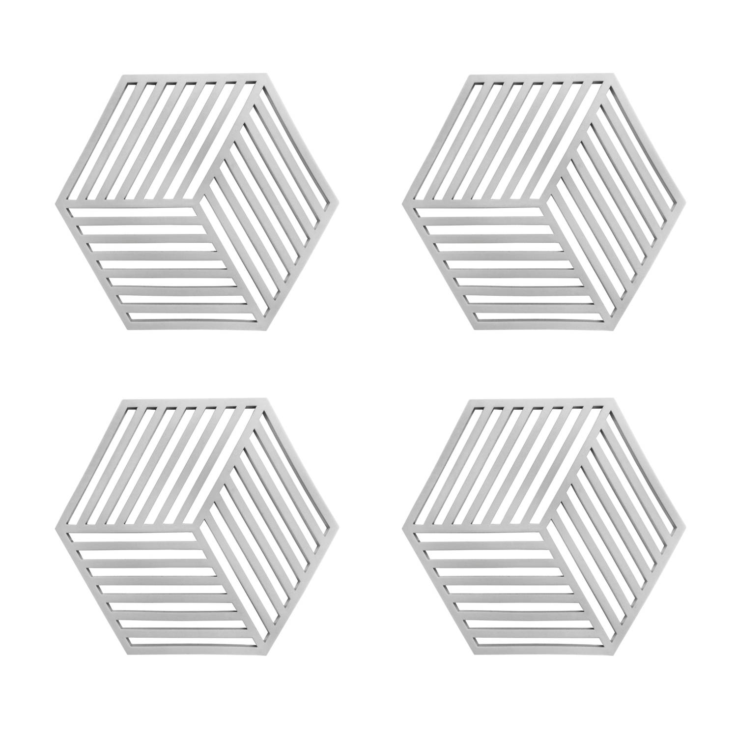 Krumble Pannenonderzetter Hexagon Grijs Set van 4