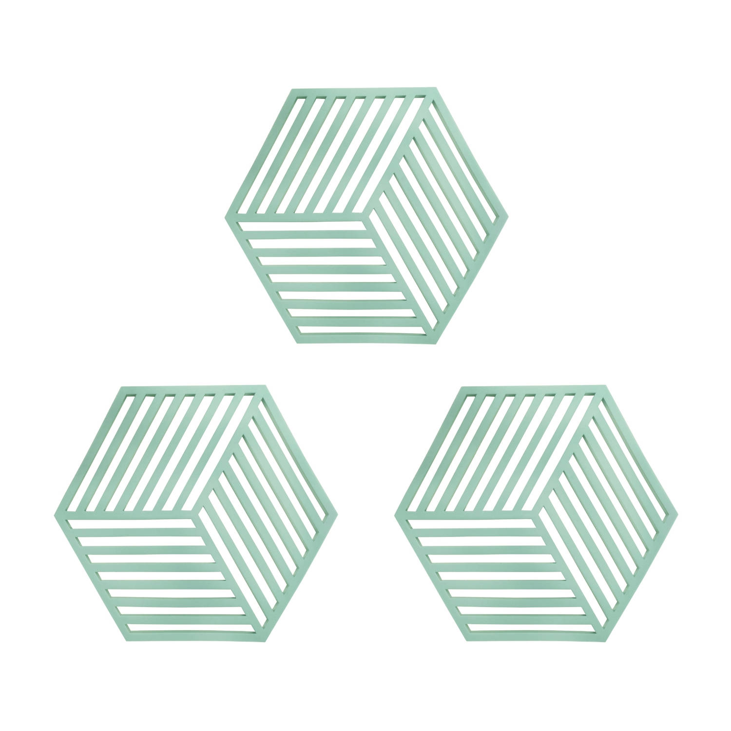 Krumble Pannenonderzetter Hexagon Groen Set van 3