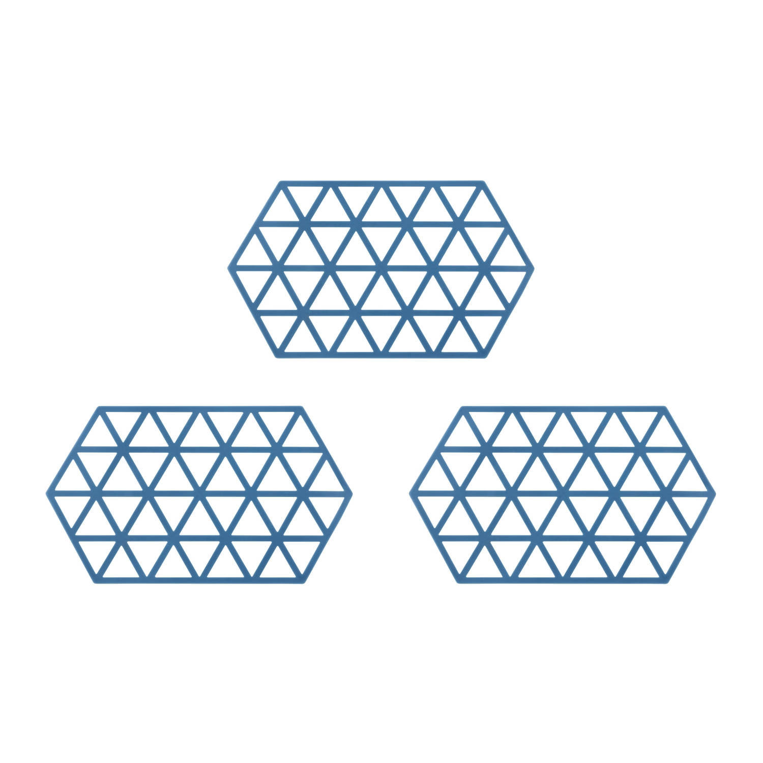 Krumble Siliconen pannenonderzetter Hexagon lang - Blauw - Set van 3
