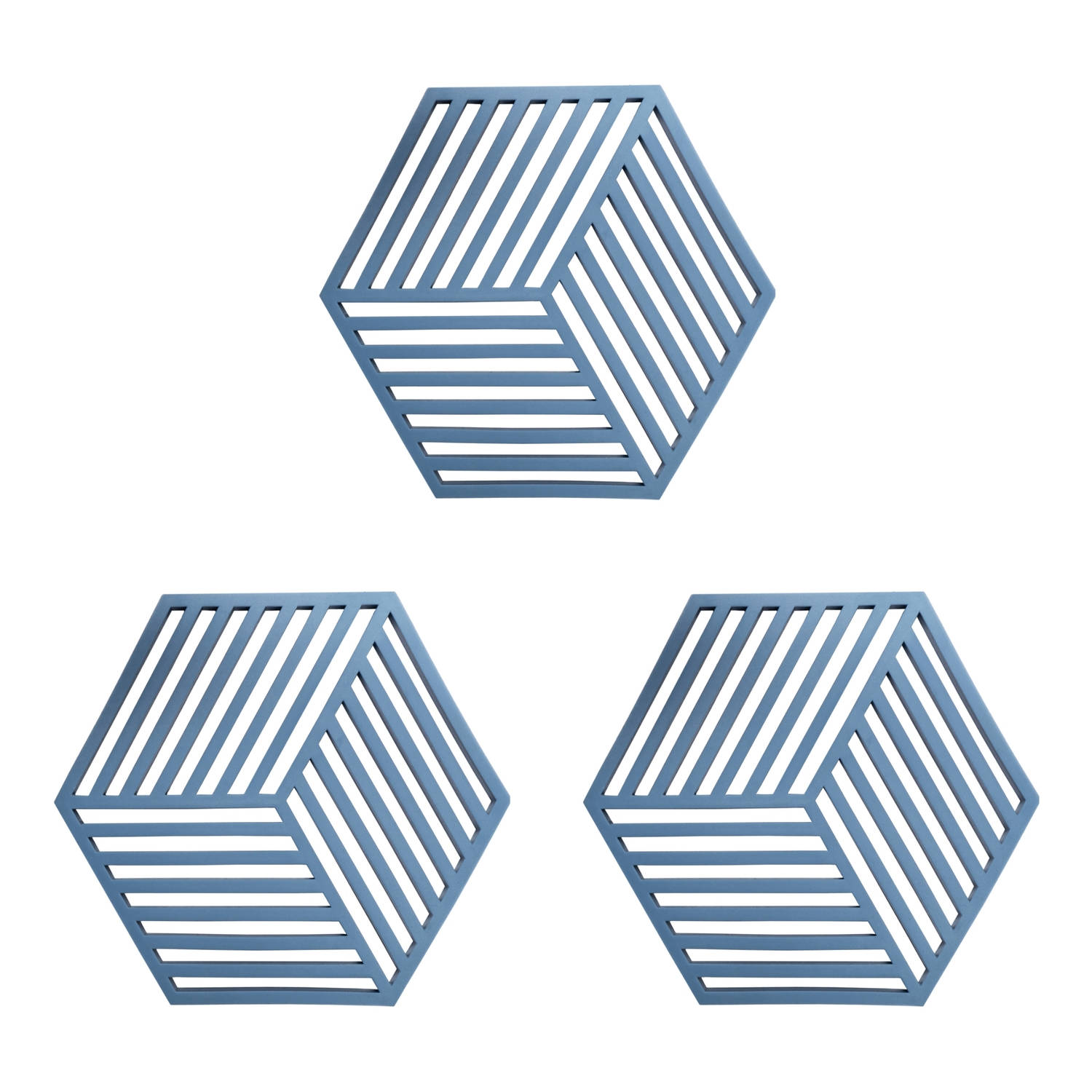 Krumble Pannenonderzetter Hexagon Blauw Set van 3