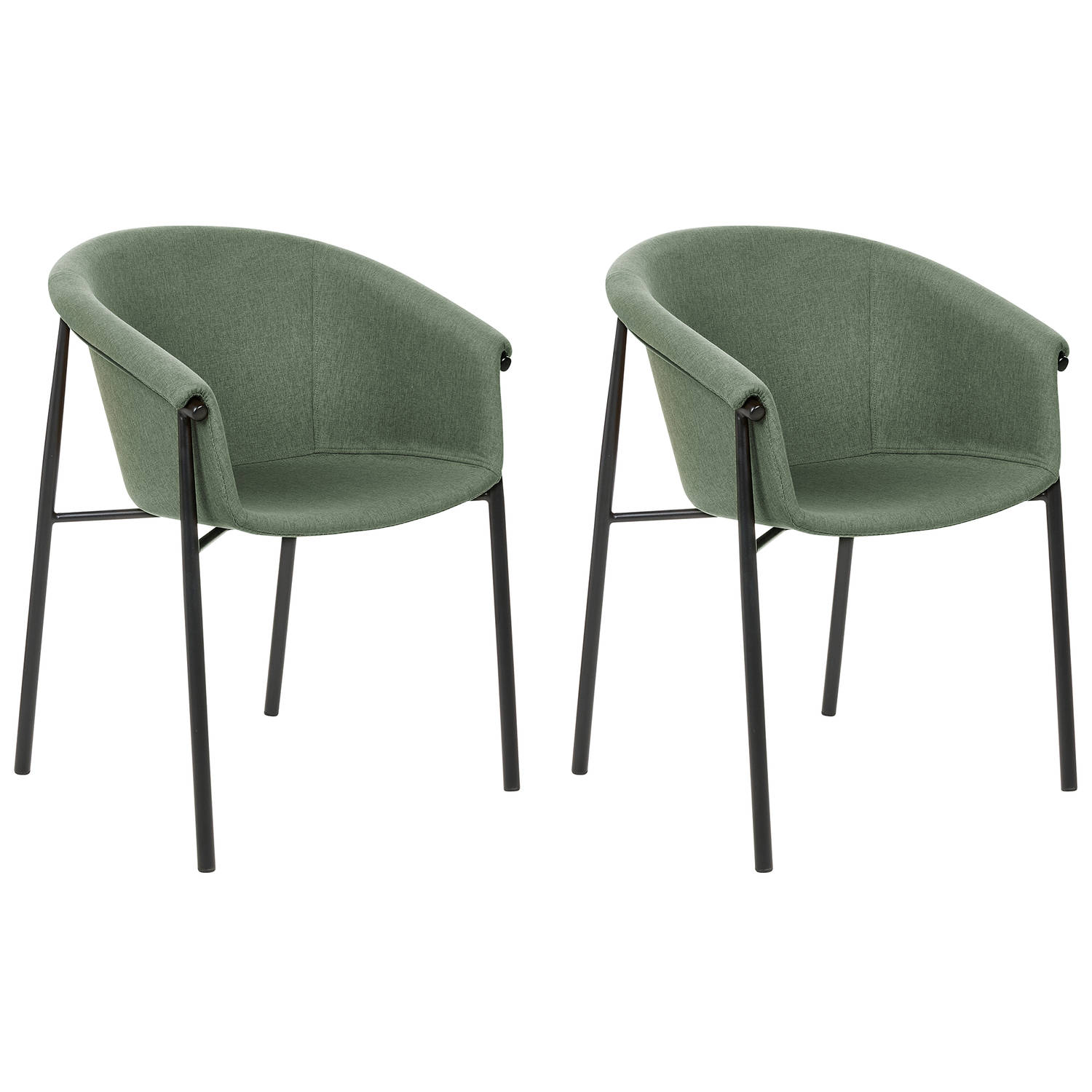 Beliani AMES - Set of 2 Chairs - Groen - Polyester