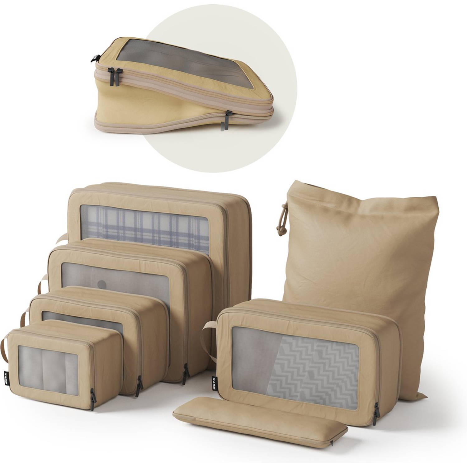 ONYX® Compressie Packing Cubes 7 stuks Bagage organizers met compressie rits Voor koffers en tassen 