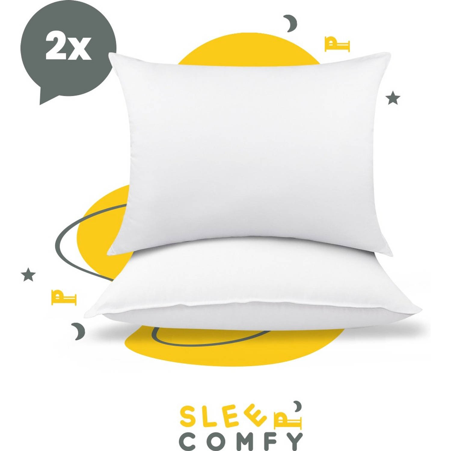Sleep Comfy Hoofdkussen 2 stuks Hotelkwaliteit Hoofdkussens Geschikt voor rug-, zij-en buikslapers 6
