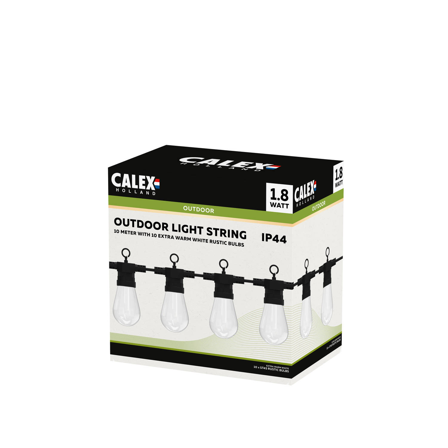 Calex Light String 10m Lichtgirlande für den Außenbereich Gartenbeleuchtung Warmweißes Licht