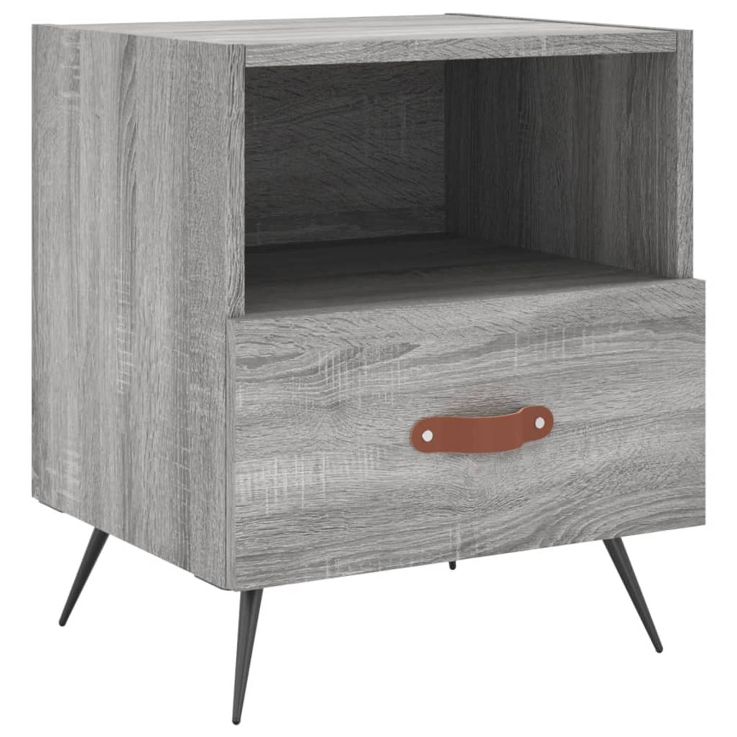 The Living Store Nachtkastje - Moderne charme - Interieur - Afmetingen- 40x35x47.5 cm - Kleur- Grijs Sonoma Eiken - Kenen- Duurzaam materiaal - veel opbergruimte - displayfunctie -