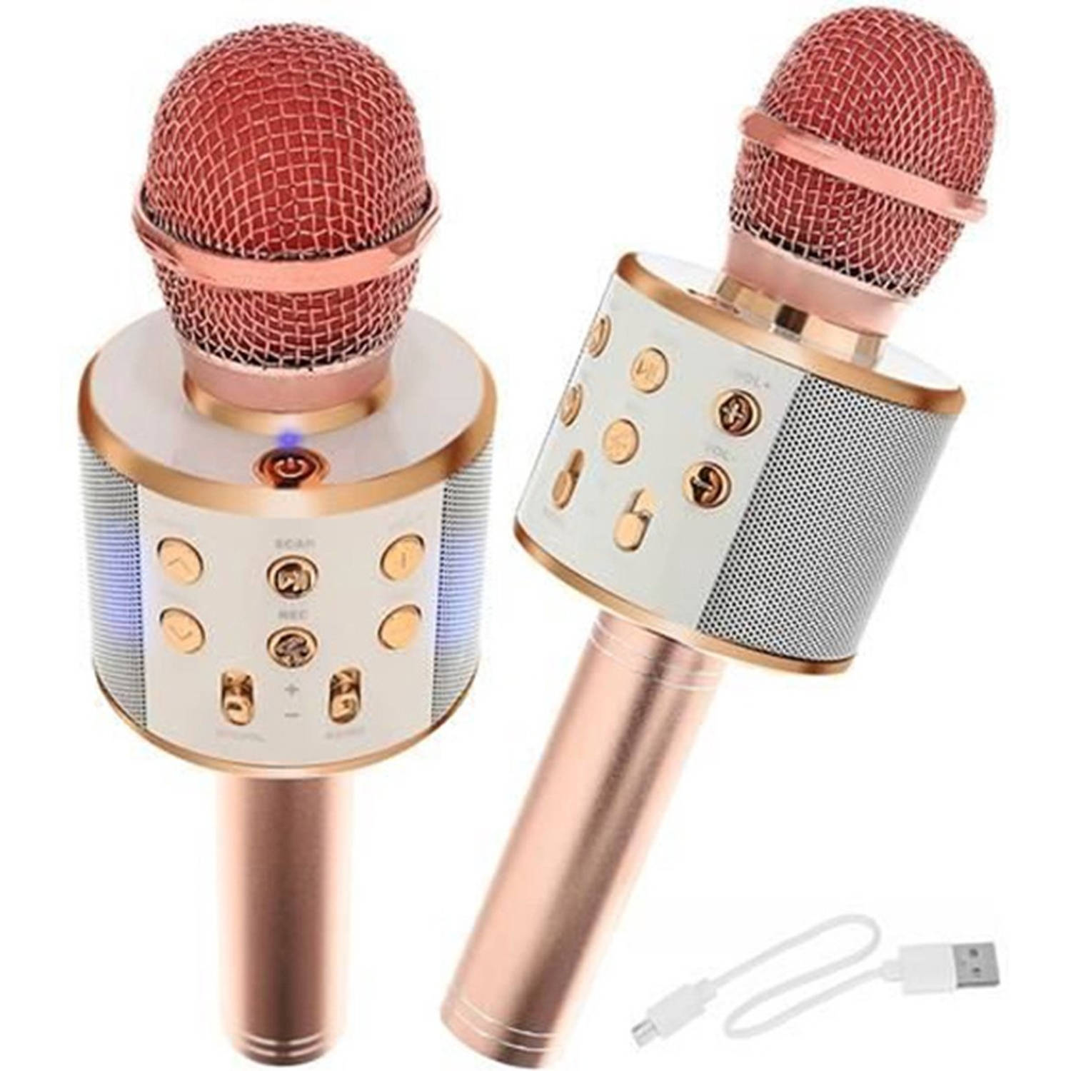 Karaoke Bluetooth microfoon met speaker Draadloos Bluetooth 4- Roze