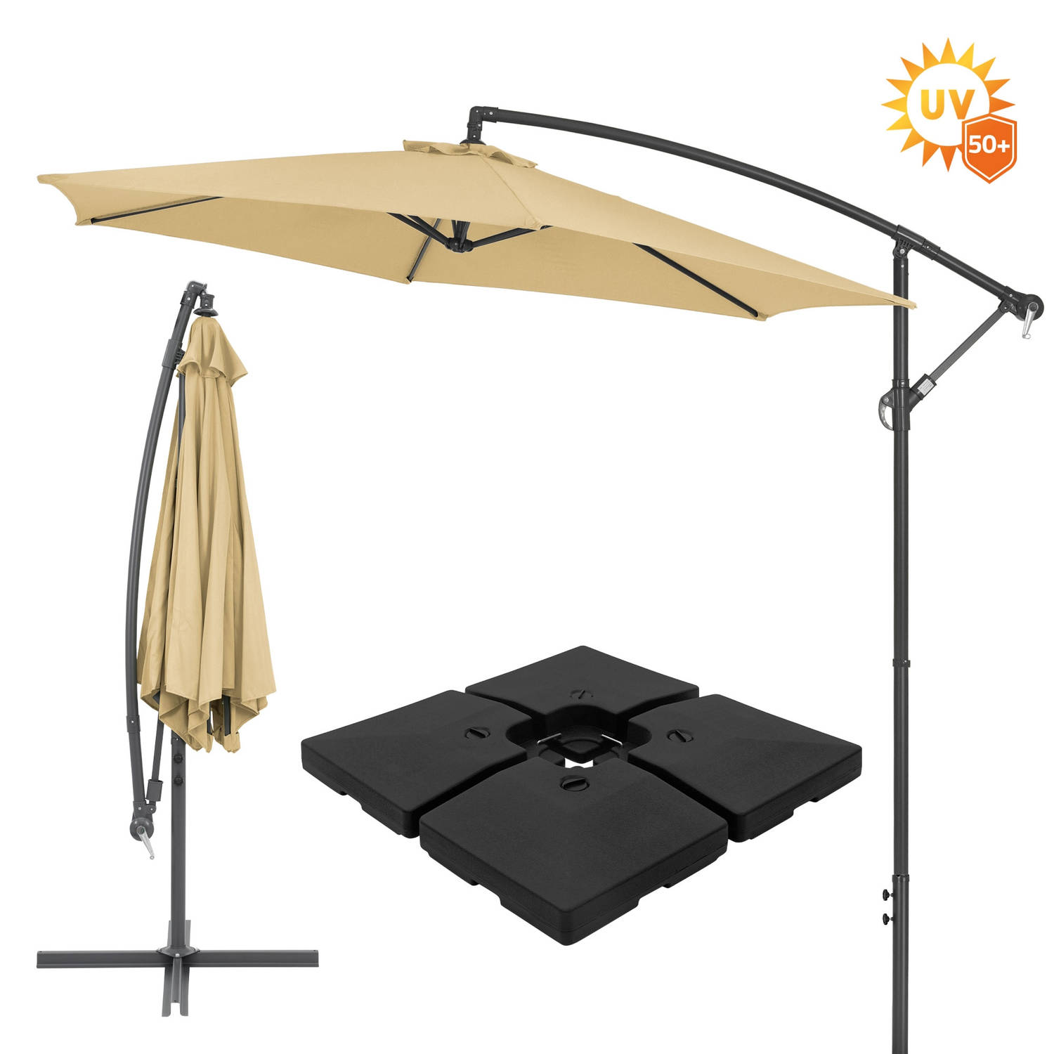 Gewichten voor parasolstandaards 4-delig zwart kunststof 90 liter