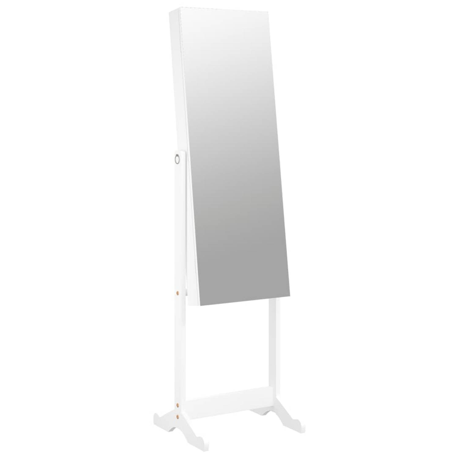 vidaXL Sieradenkast met spiegel vrijstaand 42x38x152 cm wit