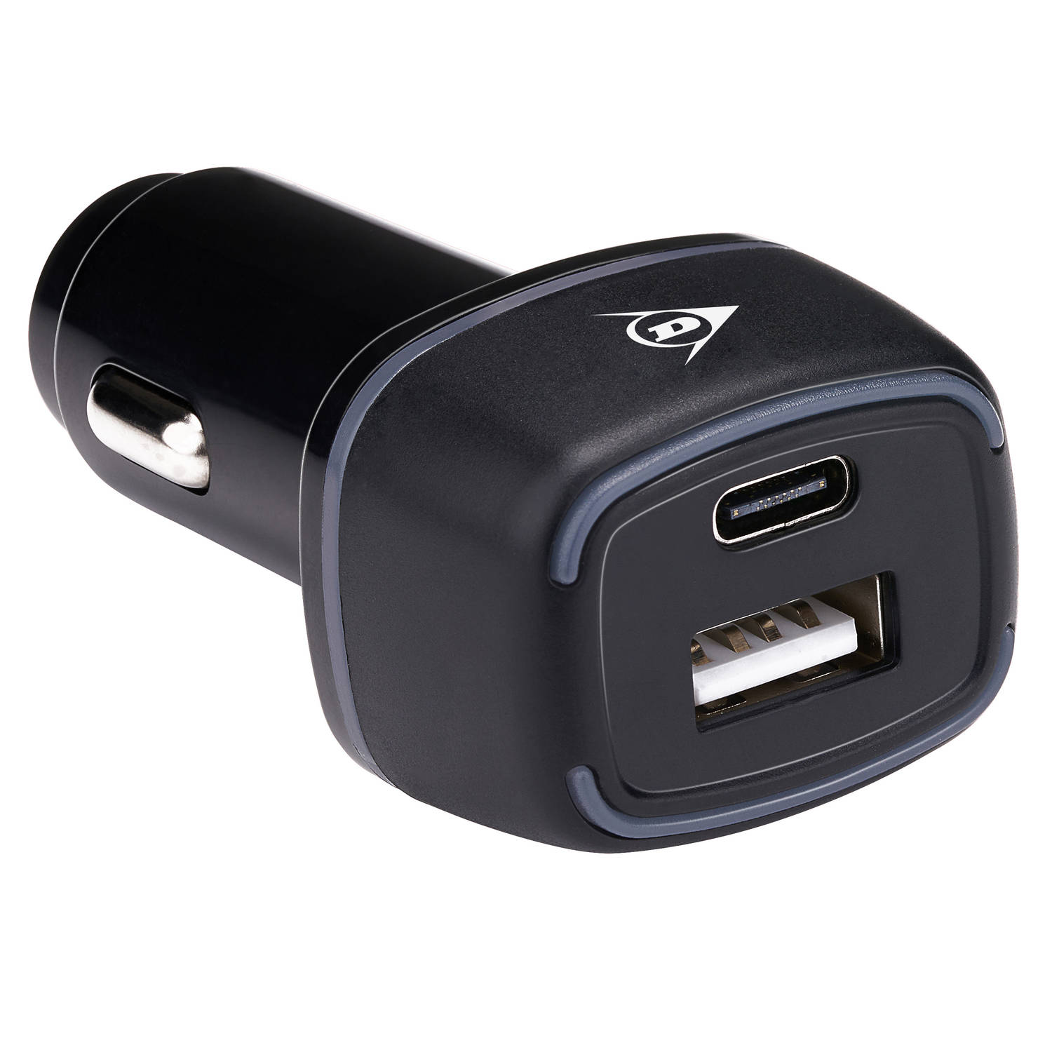 Dunlop Autolader USB - Met USB-A en USB-C Aansluiting - Power Delivery/ Fast Charge 18W - Aansluiting op Sigarettenaansteker Auto - Kunststof - Zwart