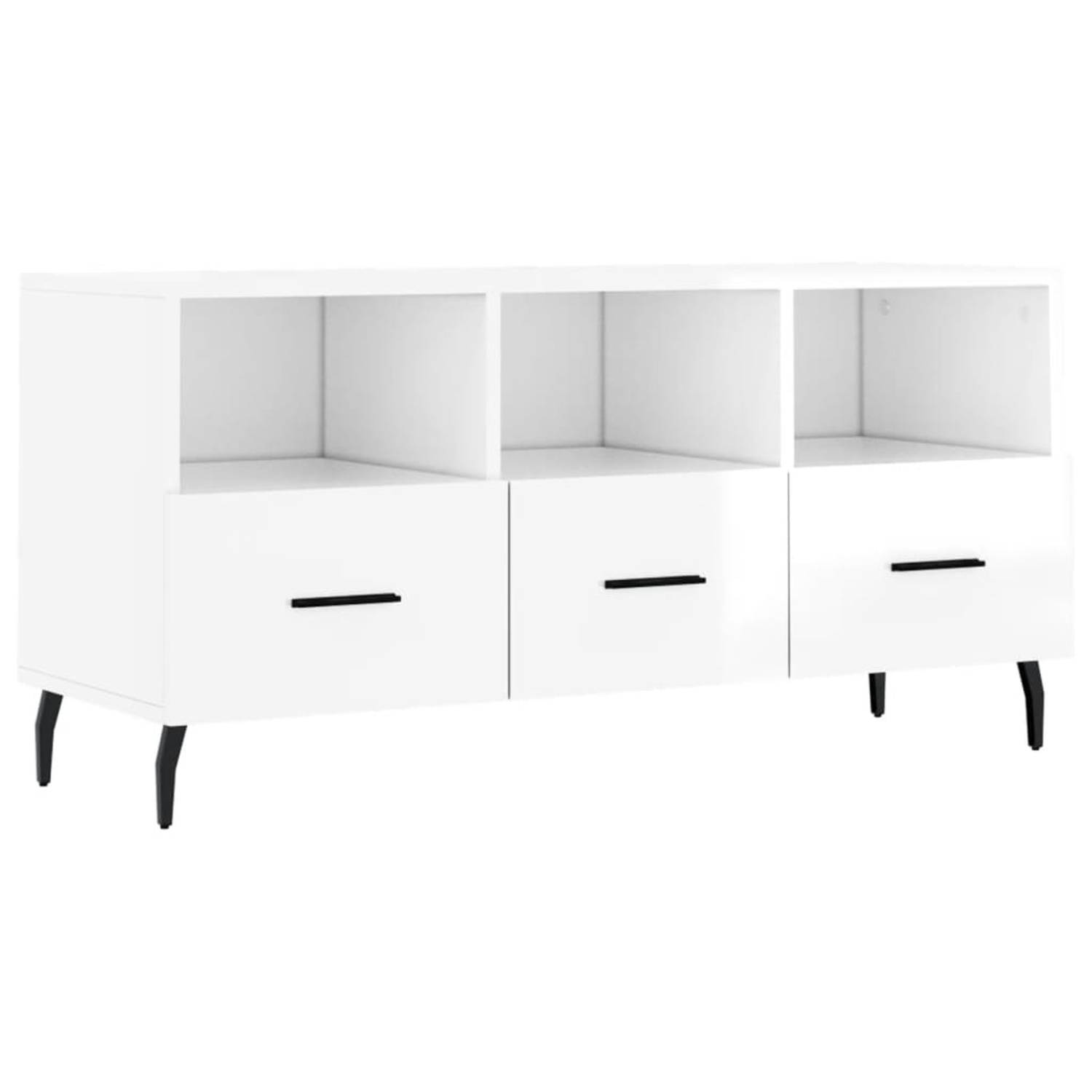 vidaXL Tv-meubel 102x36x50 cm bewerkt hout hoogglans wit