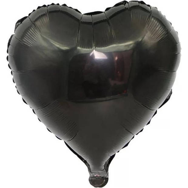 Folieballon hart Zwart 18 inch 45 cm