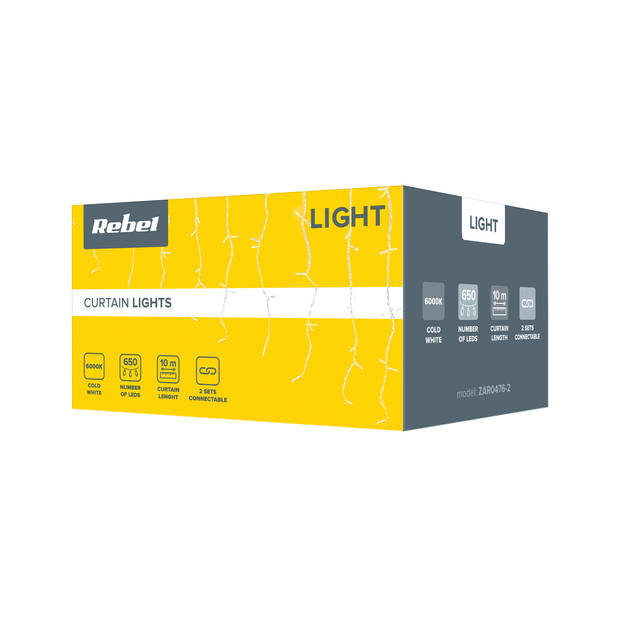 Rebel LED lichtgordijn met 650 LED lampjes koel wit 10 meter ZAR0476-2