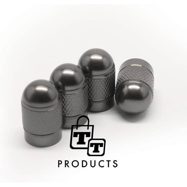 TT-products ventieldoppen Grey Bullets aluminium 4 stuks grijs - auto ventieldop - ventieldopjes