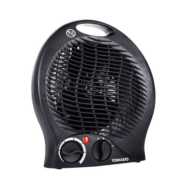 Tomado THF2001B - Ventilator kachel - Tot 24m² - 2 warmtestanden 1 ventilatorstand - Vrijstaand - Zwart