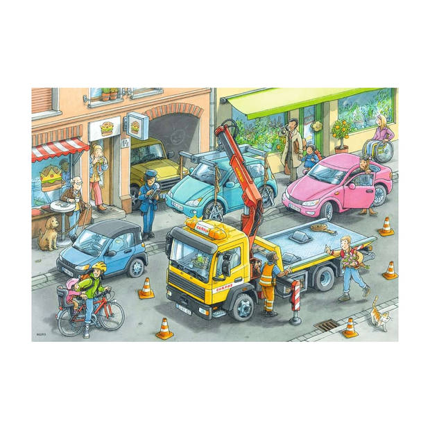 Ravensburger Kinderpuzzel 2x24 stukjes Vuilniswagen en sleepwagen