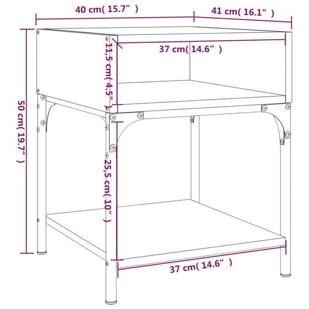 vidaXL Nachtkastjes 2 st 40x41x50 cm bewerkt hout grijs sonoma eiken