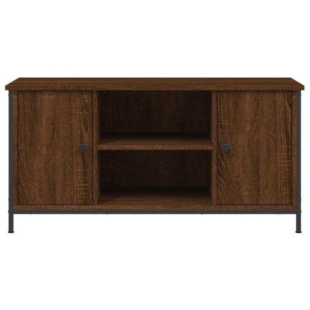The Living Store TV-Kast Vintage Bruineiken - 100 x 40 x 50 cm - Duurzaam hout en ijzer - Opbergruimte en uitstal