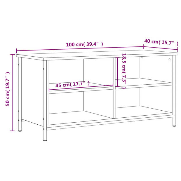 vidaXL Tv-meubel 100x40x50 cm bewerkt hout zwart