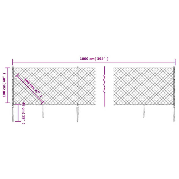 vidaXL Gaashek met grondankers 1x10 m antracietkleurig