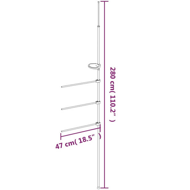 vidaXL Handdoekenrek 47x280 cm aluminium