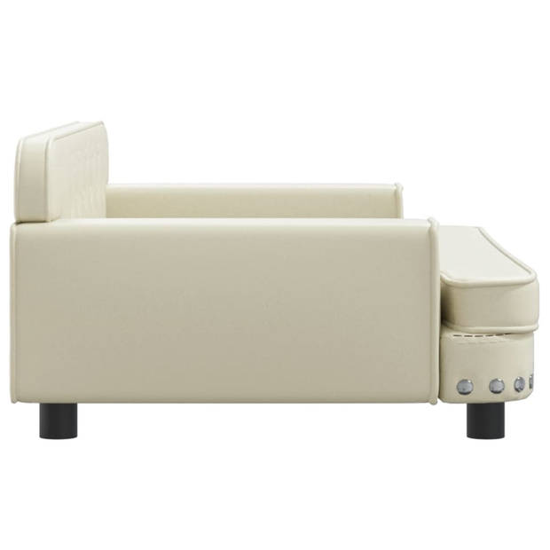 The Living Store Hondenbed - Kunstleer - 90 x 53 x 30 cm - Comfortabel en duurzaam - Crème